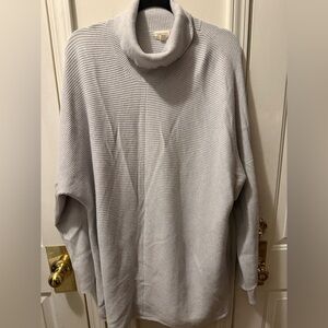 Greige Soft Ribbed Cowl Neck Sweater